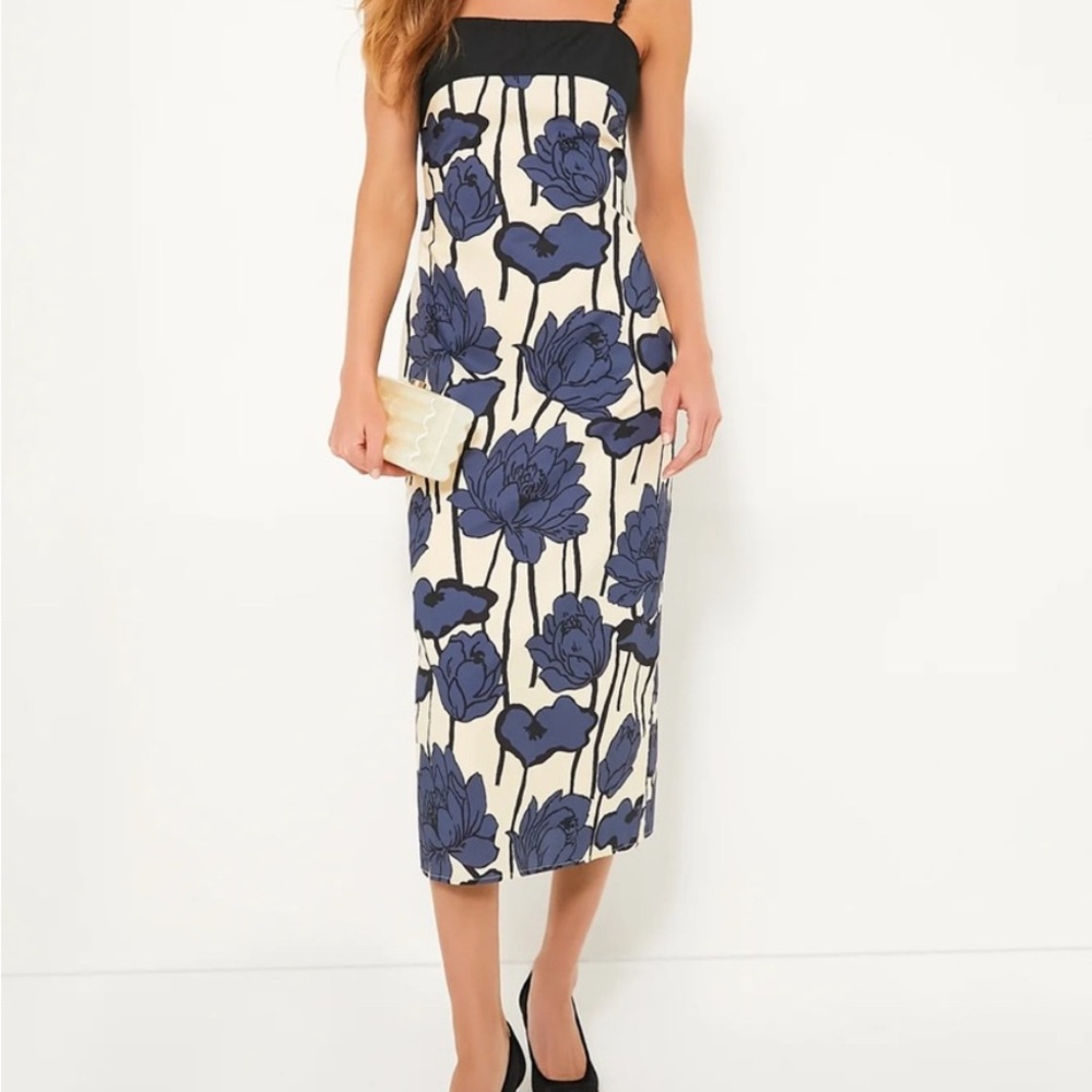 Navy & Cream Floral Cecily Midi Dress